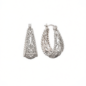 Orecchini a Cerchio Vintage in Argento Tibetano per Donne, Gioielli Placcati Argento Antico per Feste, Orecchini Pendenti alla Moda - Product Image 1