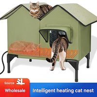 Novayapetix - Maison pour chien et chat surélevée, chauffée électriquement, imperméable, pour l'hiver, en polyester, avec tapis pour animaux errants