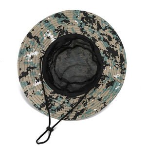 Chapeau de pêcheur <span class=keywords><strong>en</strong></span> toile camouflage respirant pour enfants et adultes, idéal pour la chasse, la randonnée, la pêche et l'escalade, avec cordon, fourni par l'usine - Product Image 3