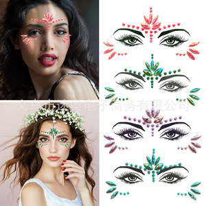 Pegatina de diamantes de imitación para tatuajes, pegatina de diamantes de imitación para la cara, nuevo diseño, arte corporal, joyería facial temporal - Product Image 1