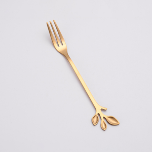 Chất Lượng Hàng Đầu Sáng Tạo Trà Khuấy Thìa Retro Rose Gold Lá Xử Lý Cà Phê Muỗng Trái Cây <span class=keywords><strong>Fork</strong></span> Set - Product Image 3