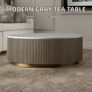 Mesa de Centro Moderna Contemporánea de Color Gris Oscuro Sólido, con Superficie de Imitación Mármol Duradera, Marco de Madera, Diseño Simple Estilo Wabi-Sabi, Ecológica - Product Image 2