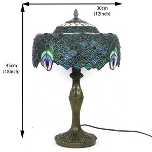 LongHuiJing Dragonfly Dome Stained Glass AC Table Lamp Multicolored Brown Handmade Wisteria Lampshade LED Flexible Simple E26 - Product Image 3