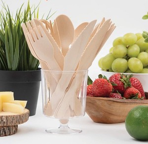 Cuillères jetables, cuillères en bois à long manche, couteaux en bois, fourchettes et cuillères, cuillères à dessert, à gâteau et à glace, biodégradables - Product Image 4