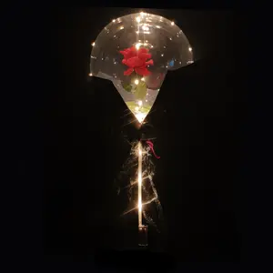Nueva llegada LED resplandor de luz Rosa Bobo globo flor Paquete de soporte de suelo neto Día de San Valentín decoración de globo