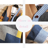 Pull cardigan pour homme personnalisable IMB053, ample, grande taille, automne-hiver, col en V, patchwork, décoration boutonnée, tricot de niche OEM
