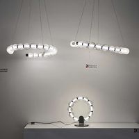 Lampes suspendues LED nordiques, corps en fer, abat-jour en acrylique et verre, intensité variable, chrome/noir nacré, angle de faisceau 360°, 2700K, lumière douce
