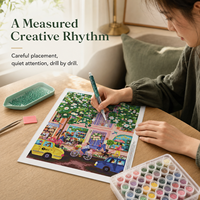 Kit de Peinture Diamantée Imprimée KS Craft Spring Street + Art Paysager Urbain Fleuri + Diamants Scintillants Spéciaux + DIY Écologique