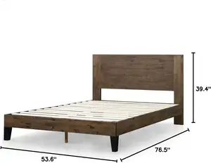 Ahşap Slat desteği ile başlık yatak vakfı ile ahşap Platform yatağı çerçeve
