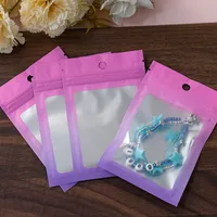Pochette d'emballage en plastique à logo personnalisé avec dégradé de couleurs, sacs refermables à fermeture éclair pour la présentation et le rangement de bijoux et de lunettes