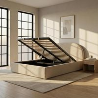 Italienisches Modernes Einfaches Tatami-Stil Schlafzimmer Nordisches Luxuriöses Quasten-Folklore-Stoff Multi-Größen Großes Doppelbett Neu