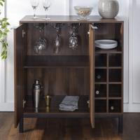 Meuble Bar Moderne de Luxe en Bois avec Éclairage LED et Acier Inoxydable pour Présentation de Spiritueux et de Vins – Mobilier de Maison