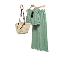 Ensemble pantalon large et gilet sans manches à carreaux rétro, nouvelle collection été, mode transfrontalière européenne et américaine pour femme