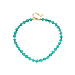 Collar Trenzado con Cuentas de Mariposa de Acero de Titanio Turquesa, Estilo <span class=keywords><strong>Retro</strong></span> Europeo Americano, Moderno, Religioso, Cristiano, Regalo con Perlas - Product Image 6