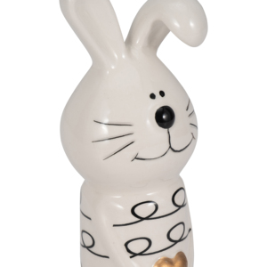 Statuetta di Coniglio Ondulato in Ceramica con Motivo a Anelli e Cuore per Arredamento Casa, Bagno, Ufficio, Soggiorno - Product Image 5