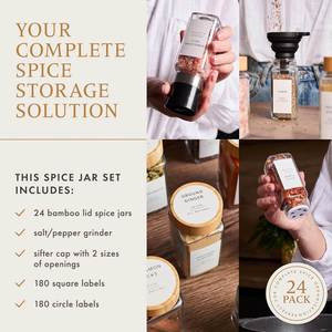Kitchen 4oz Herb <b>Spice</b> Tools Glass Seasoning <b>Jars</b> Wood Lid Salt Pepper Chili Shaker Garlic Sets Durable Eco-Friendly Food Grade - Product Image 2