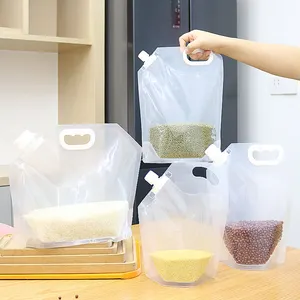 Toptan yeniden kullanılabilir 1 Litre plastik sızdırmaz dondurucu torbaları plastik temizle katlanabilir su torbası ambalaj gıda tahıl saklama çantası
