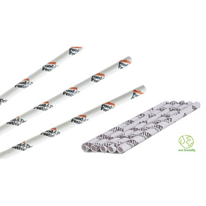 Pailles en papier écologiques pour événements et fêtes, pailles jetables biodégradables avec impression personnalisée - Product Image 1
