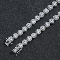 Micro Pavé Cubique Zircone 8MM Rose Tennis Chaîne Collier Hip Hop Bijoux Glacé Bling CZ Bijoux pour Femmes