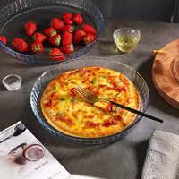 Poêle à pizza en verre clair résistant à la chaleur poêle à micro-ondes four ménager 10/12 "grande plaque ronde spéciale