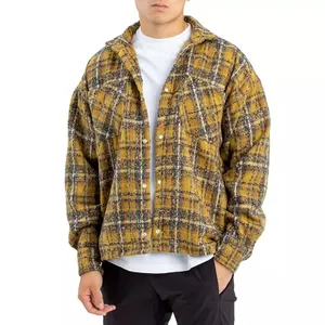 Heavyweight Regular Long Sleeve Autumn Shirt For Men Custom Lattice Logo Cotton Winter Plaid Oversized Mens Flannel Shirts