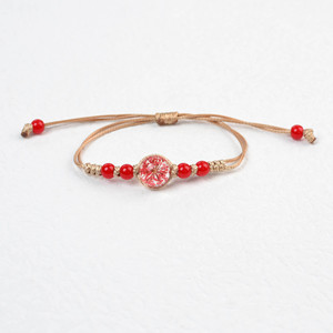 Wholesale Handmade Dried Flower Glass Cabochon Real Pressed Flower Adjustable Wax <b>Rope</b> Braided <b>bracelets</b> - Product Image 2