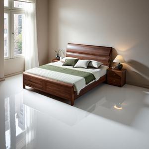 Letto Matrimoniale/King Size in Legno di Noce Massiccio Moderno Personalizzato per Hotel, Appartamenti e Camere da Letto Elande - Product Image 1