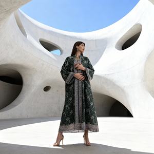 Abaya de Poliéster con Pedrería Termoadhesiva, Elegante y de Lujo para Fiestas y Eventos, para Mujeres Musulmanas, Venta al Por Mayor, Nuevo Diseño de Moda, Fabricante OEM - Product Image 1