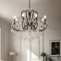 Lustre LED Rétro Français en Cristal Style Mid-Century pour Salon Chambre Haute Qualité CRI 98 220V Lumière Principale Luxe Romantique