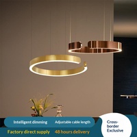 Lustre de table à manger nordique moderne, décoration de luxe haut de gamme, LED dimmable, pour salon, îlot, anneau, transfrontalier