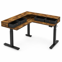 Bureau debout électrique ergonomique moderne en forme de L avec tiroir, hauteur réglable, double moteur, certifié CE, poste de travail de bureau