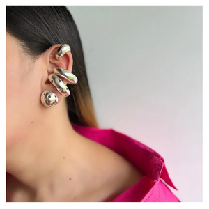 Pendientes de aro con forma de gota de agua chapados en oro de 18 quilates de Pvd de alto pulido de La India, joyería impermeable que no se deslustra - Product Image 1