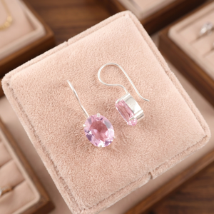 Magnifiques boucles d'oreilles en pierre de morganite rose, création de designer, en argent sterling 925, bijoux pour femmes et filles - Product Image 1