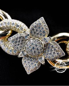 Chaîne à breloques personnalisée en or 9K-18K |   Liens en diamant de culture en forme de cœur/crâne/fleur (Bijoux de luxe Romance/Rebel/Nature) - Product Image 3