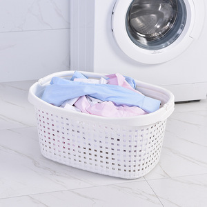 Laundry Basket Rectangle White Plastic Portable Clothes Organizer Storage Basket for Laundry Room - Product Image 2