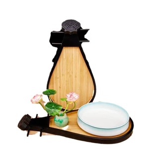 Bandeja de Servir de Madera con Forma de Pipa, Estilo Retro Chino, 42x21.5x2.5cm, de Bambú, para Uso en Restaurantes, Plato de Exhibición de Platos de Estilo Étnico - Product Image 5