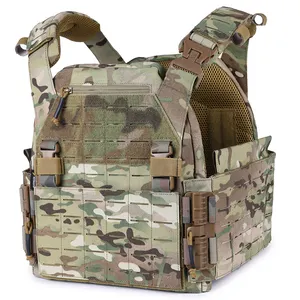 Gran oferta, equipo táctico de nailon 1000D, chaleco Molle cortado con láser, chaleco táctico portador de placa ajustable duradero