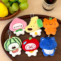 En gros, Mini porte-clés pendentif de sac en peluche Kawaii, motifs fruits, chats, chiens, lapins, mignons animaux, breloques décoratives, petit cadeau