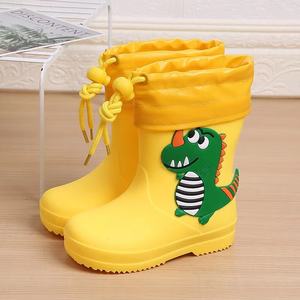 <strong>Low</strong> MOQ Easy on PVC <strong>Wellies</strong> Kid's Waterproof Animal Character With Contraction Rope Children Printed Rain Boot Cotton-padded - Product Image 1