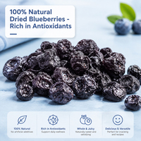OEM Bulk Gedroogde Blauwe Bessen Hele Natuurlijke Zure Zachte Zonder Toegevoegde Suiker Antioxidantenrijk Gezonde Snack Fruit Superfood 10kg