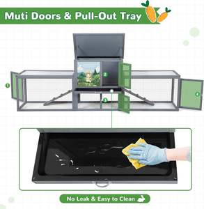 Maison pour lapins Hamster 94.5 "<span class=keywords><strong>extra</strong></span> <span class=keywords><strong>large</strong></span> gris clapier à lapins en bois de 2 étages avec plateau coulissant toits résistants aux intempéries pour 2 + lapins - Product Image 3