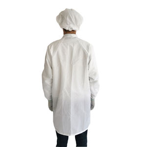 5mmストライプホワイトスタンドカラージッパークリーンルームスモックガウン帯電防止ラボコート<span class=keywords><strong>ESD</strong></span>安全服 - Product Image 4
