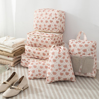 Coloré Polyester Femme Portable Sac De Maternité À La Mode Voyage Stockage Valise pour Sous-Vêtements Zipper Imprimé Fleur Lettre