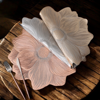 Lotus or et argent tampons tapis forme de fleur rond PVC résistant à la chaleur en plastique napperon tapis de Table pour la décoration de la maison