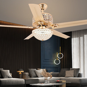 Ventilateur de plafond LED intelligent en fer avec télécommande, 5 pales, 5 vitesses, blanc chaud, intensité variable, moteur DC silencieux de 52 pouces, vente en gros - Product Image 5