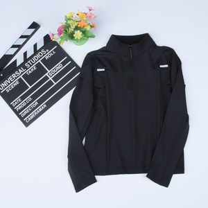 Детский спортивный костюм унисекс для осени и зимы, быстросохнущий, из спандекса/полиэстера, с воротником-стойкой, однотонный, с длинными рукавами, для активного отдыха - Product Image 6