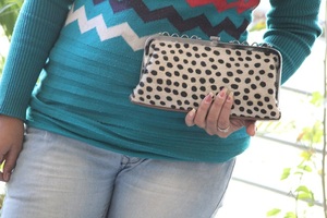 手作りのスタイリッシュな毛皮の革のクラッチスタイリッシュなスリングバッグイブニングクラッチ - Product Image 3