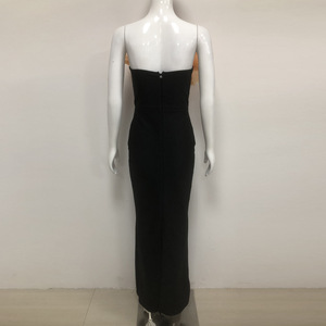 Abito da <span class=keywords><strong>sera</strong></span> di lusso nero elegante con ricamo 3D arancione, senza spalline, scollo a barca, linea ad A, lunghezza al pavimento, firmato - Product Image 4