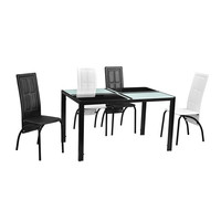 Ensemble table et chaises de salle à manger 4 places en verre trempé double et cadre métallique, gain de place, moderne, pour la maison, l'hôtel et l'atelier - Vente en gros au Royaume-Uni