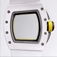 Montre haut de gamme pour homme 6101 en céramique blanche, mouvement à remontage manuel, cadran squelette transparent, montre de sport et d'affaires
